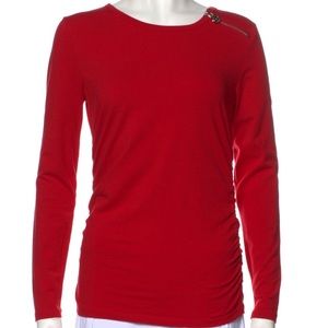 MICHAEL KORS Red Long Sleeve Blouse